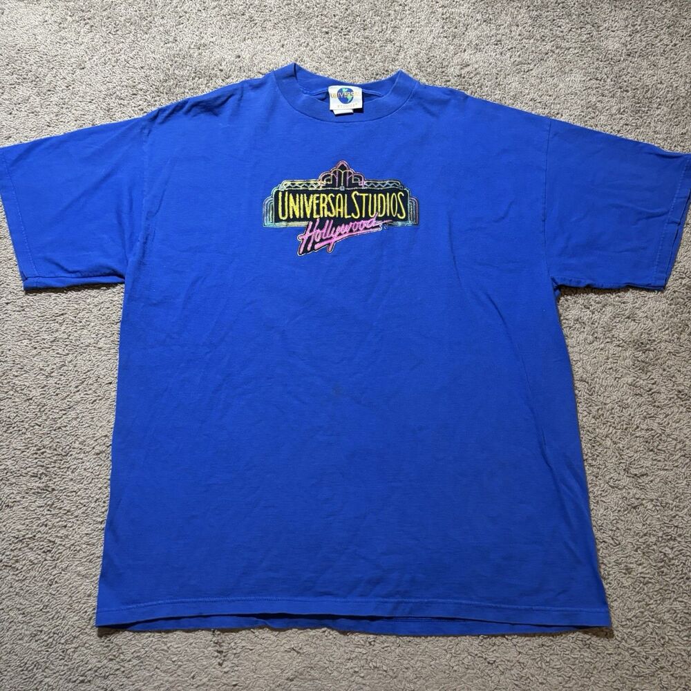 Vintage Universal Studios Hollywood Shirt 2XL 90s Made in USA Blue Movie Promo